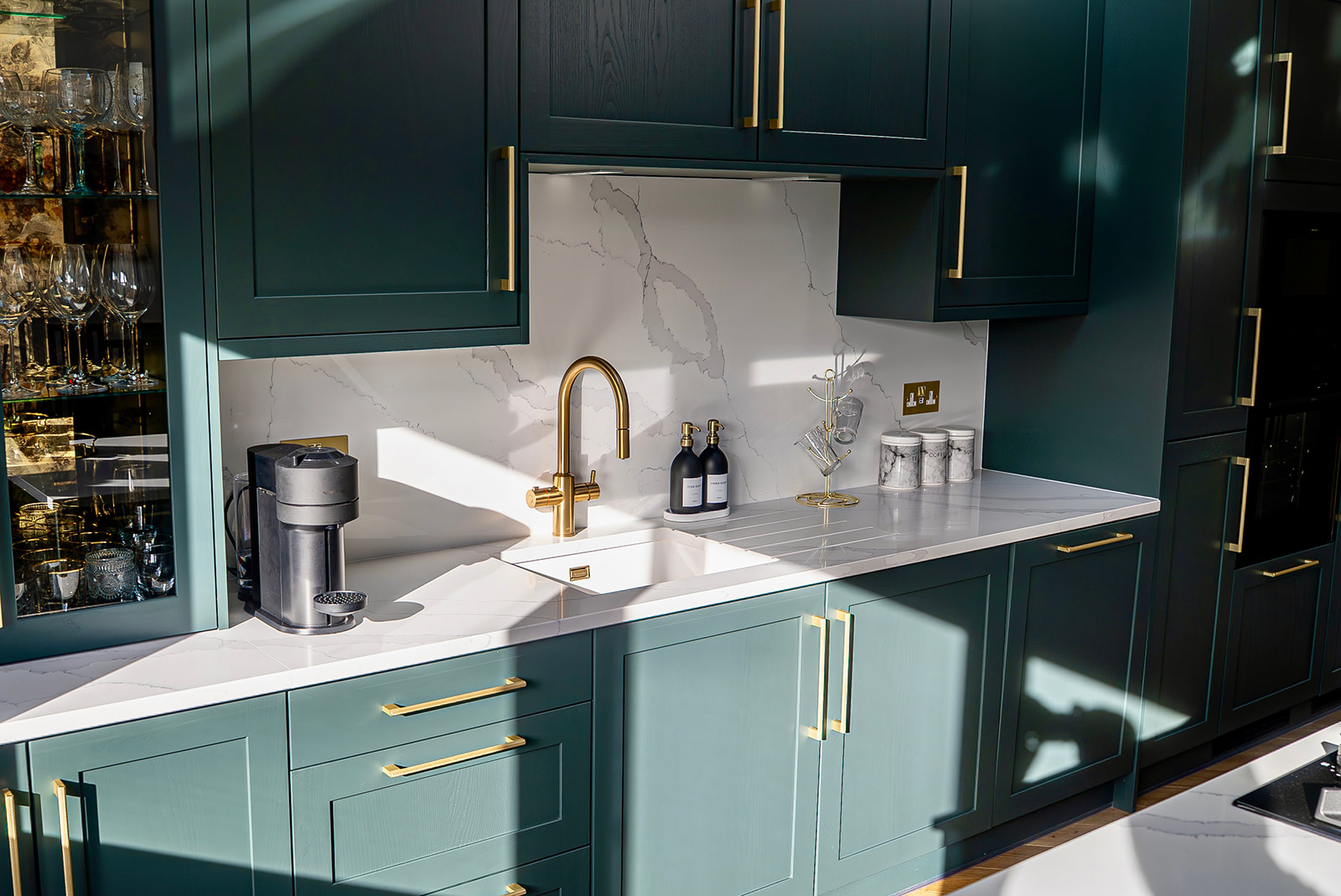Open-plan kitchen with thoughtful layout and generous worktop
