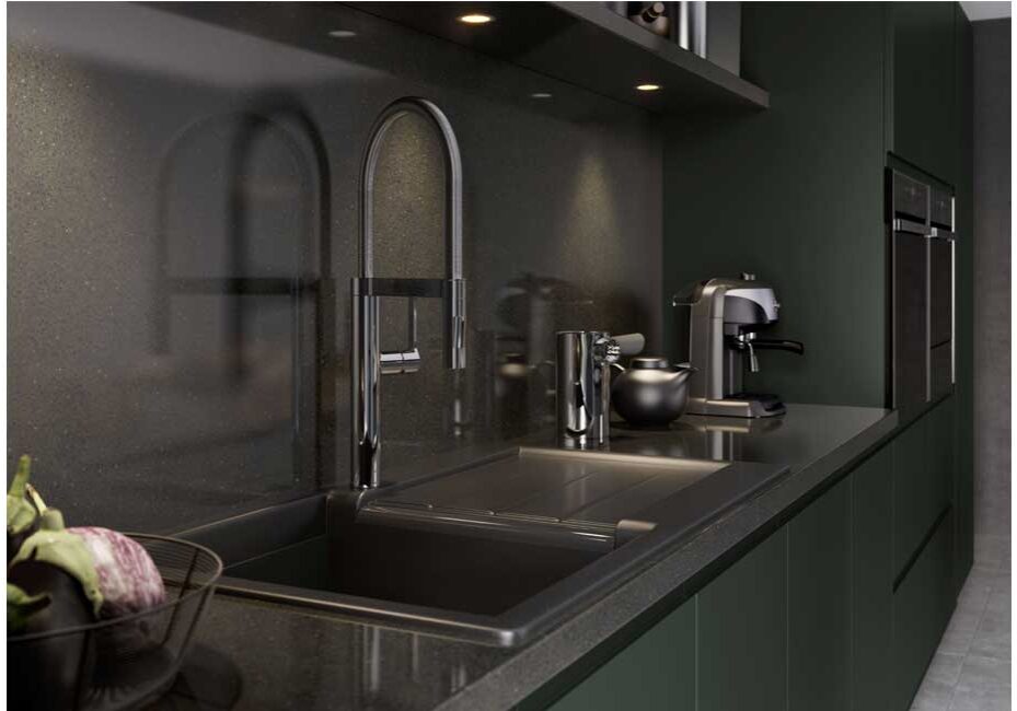 Strada-Kitchen-Stori-Handleless-Kitchen-Strada-Matte-Deep-Forest-by-Ream-Kitchens-Kitchen-tap